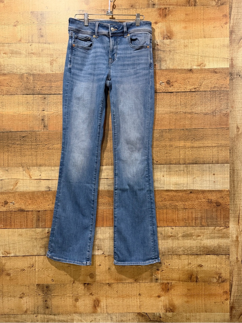 American Eagle Kick Boot Tall Stretch Light Blue Flare Jeans Size 6 Long